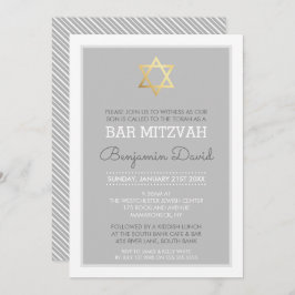 GOLD STAR OF DAVID Bar mitzvah Modernes, einfaches Einladung