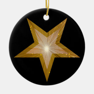 Gold-Star-Ornament rund schwarz Keramik Ornament