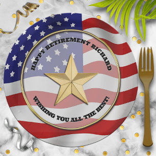 Gold Star Party für militärische Altersvorsorge Pappteller