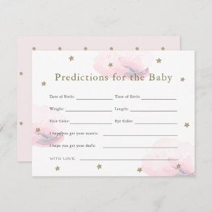 Gold Star & Pink Cloud Baby Predictions Card Einladung