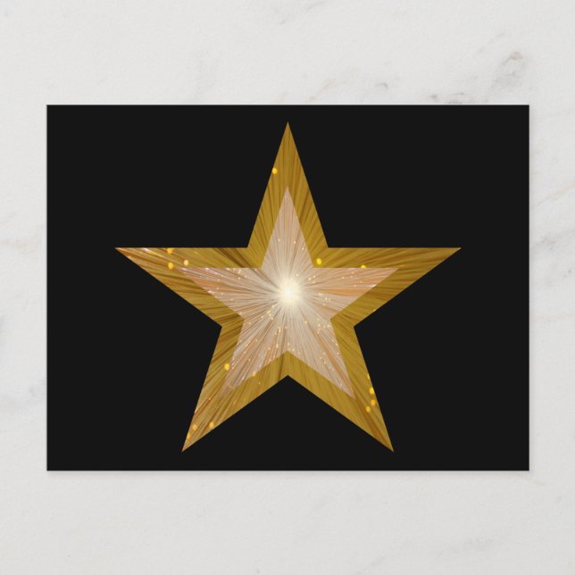 Gold Star Postkarte schwarz (Vorderseite)