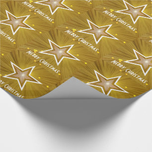 Gold Star Print Frohe Weihnachts-weiße Text Geschenkpapier
