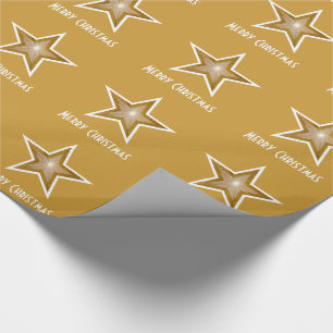 Gold-Star-Print Frohe Weihnachtsgold-Text Geschenkpapier