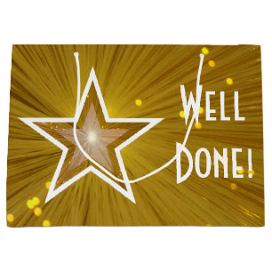 Gold Star-Print Gut Fertig weiß Große Geschenktüte