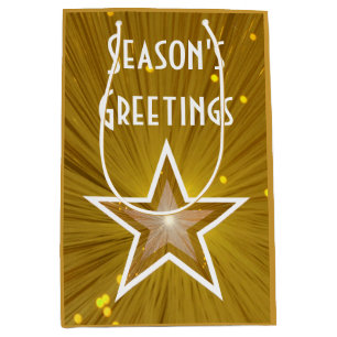 Gold Star Print Saison's Grußgeschenk Tasche Mediu Mittlere Geschenktüte