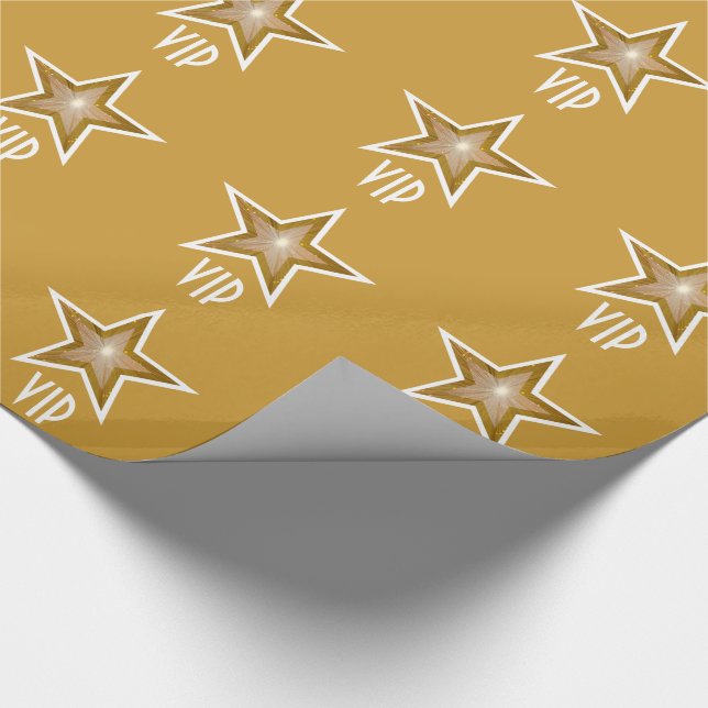 Gold Star-Print VIP Gold Geschenkpapier (Ecke)