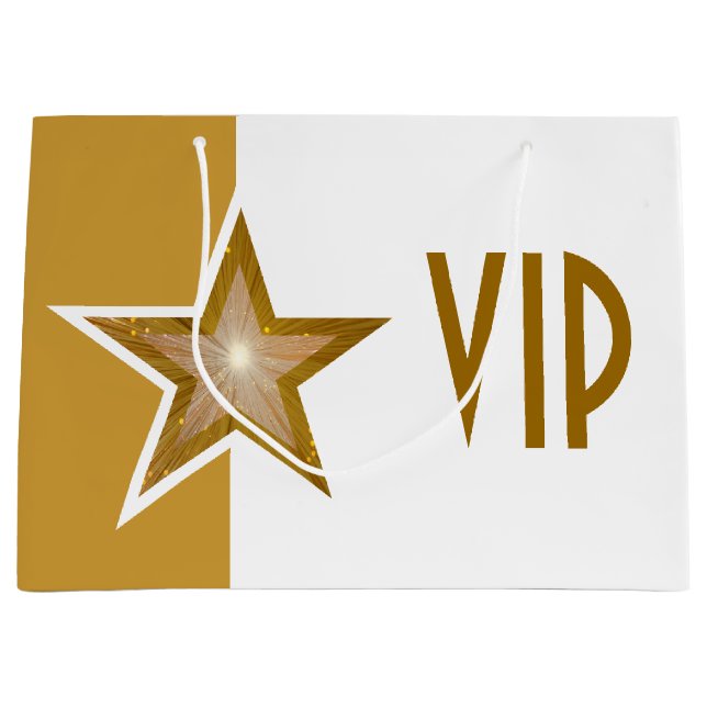 Gold Star Print VIP Gold große Große Geschenktüte (Vorderseite)