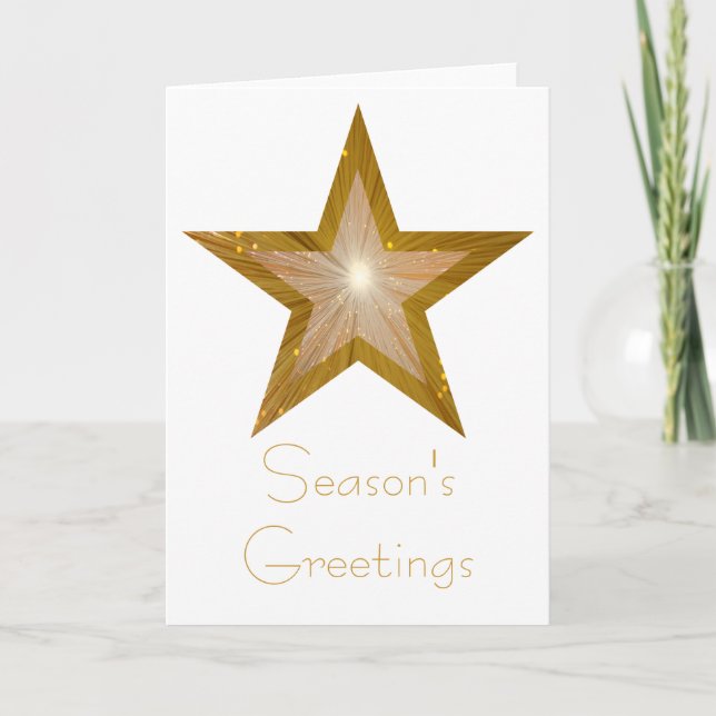 Gold Star 'Saison's Greetings' Karte weiß (Vorderseite)