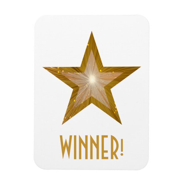 "Gold" Star "Sieger": flexibler Magnet weiß (Vertikal)