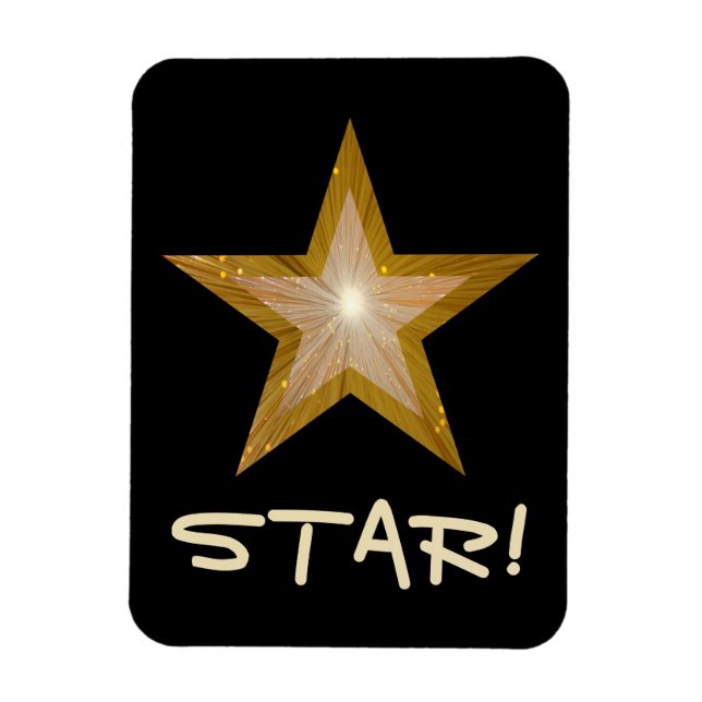 "Gold" Star 'STAR' flexibler Magnet schwarz (Vertikal)