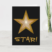 Gold Star 'STAR!' 'Gut gemacht' Karte schwarz, ver