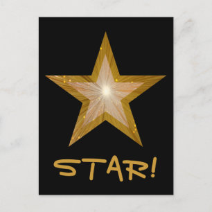 Gold Star 'STAR' Postkarte schwarz