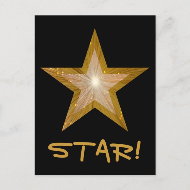 Gold Star 'STAR' Postkarte schwarz (Vorderseite)