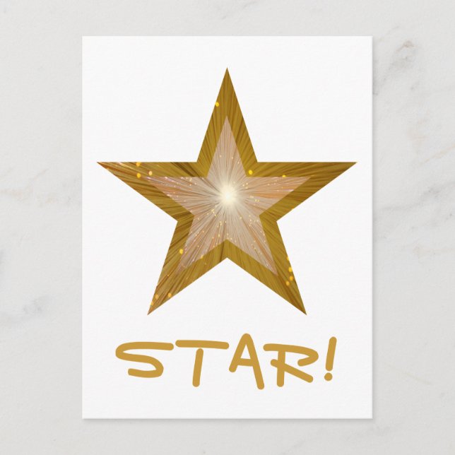 Gold Star 'STAR'! Postkarte weiß (Vorderseite)