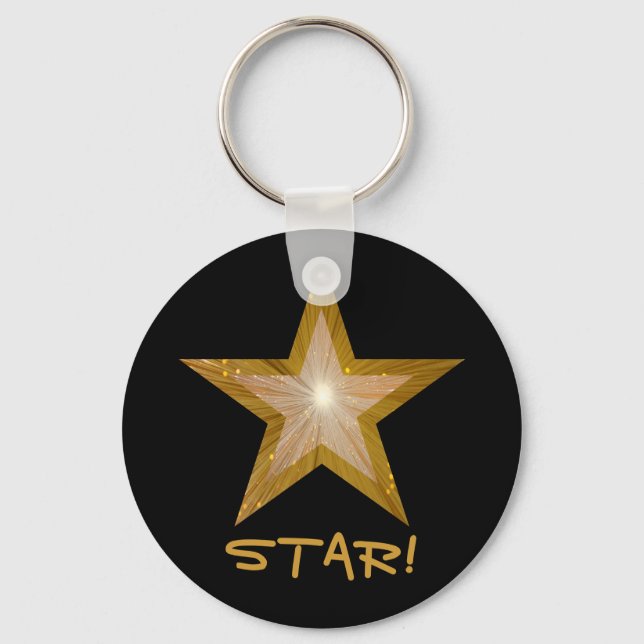 Gold Star 'STAR' Schlüsselanhänger schwarz (Vorderseite)
