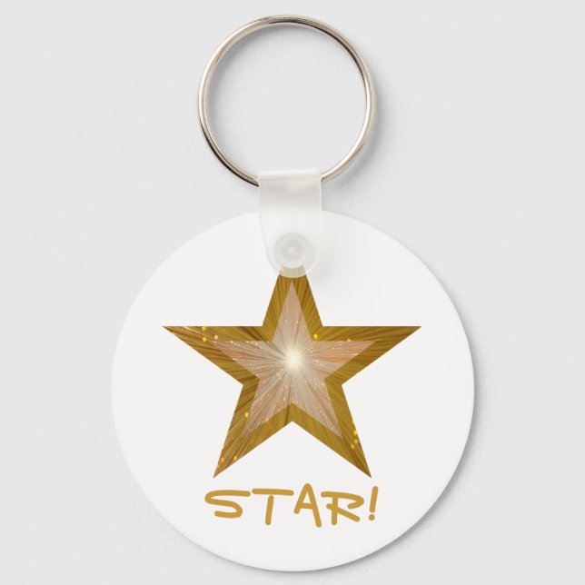 Gold Star 'STAR' Schlüsselanhänger weiß (Vorderseite)