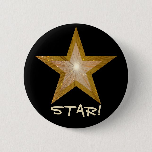 "Gold" Star 'STAR' Taste schwarz! Button (Vorderseite)