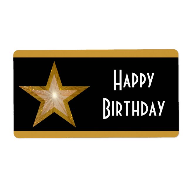 "Gold" Star Stripe "Happy Birthday" große schwarz (Vorne)
