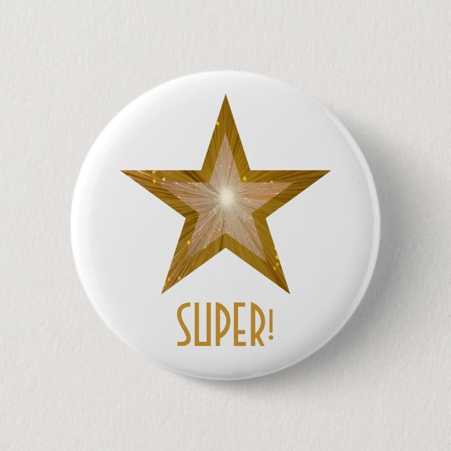 "Gold" Star "SUPER" Taste weiß Button (Vorderseite)