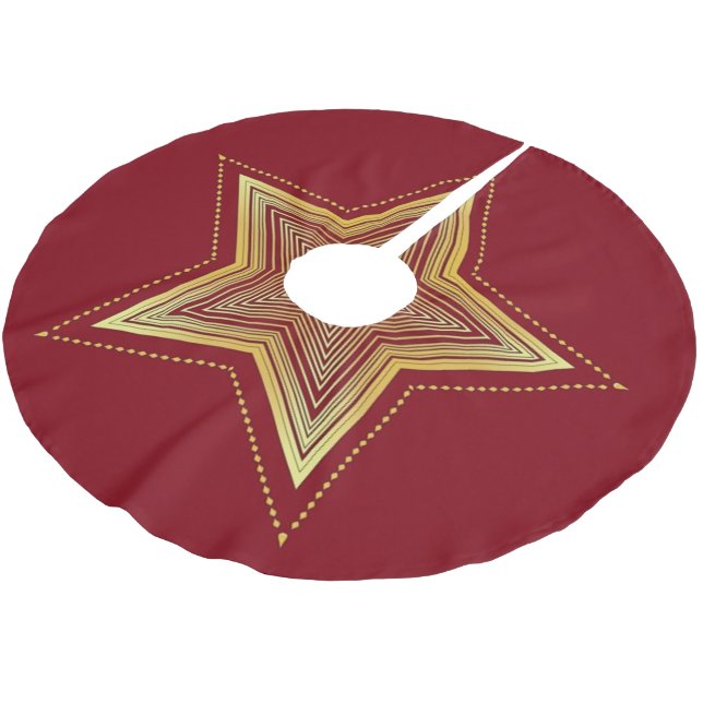 Gold Star Tree Rock geputzt Polyester Tree Skirt Polyester Weihnachtsbaumdecke (Schrägansicht)