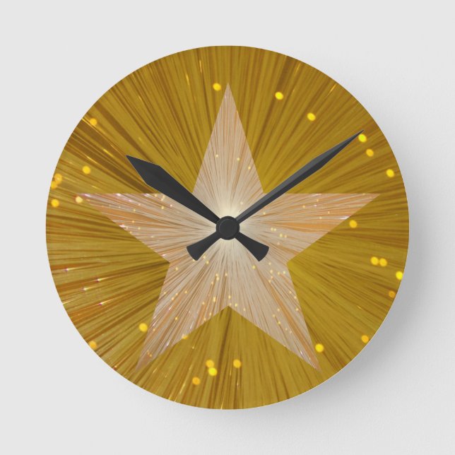 Gold-Star-Uhr Runde Wanduhr (Vorderseite)