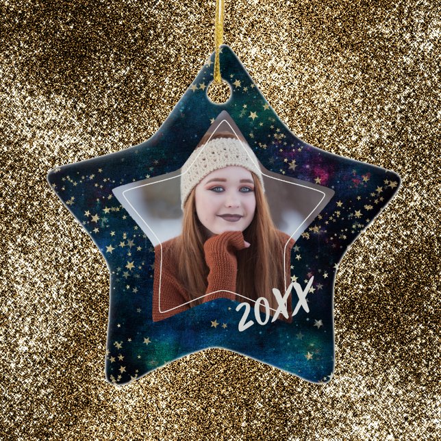 Gold Star Universe Graduate Foto Ornament (Von Creator hochgeladen)