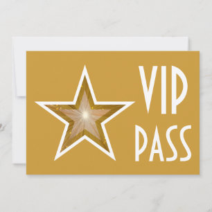Gold Star "VIP PASS" Einladung Gold Horizontale