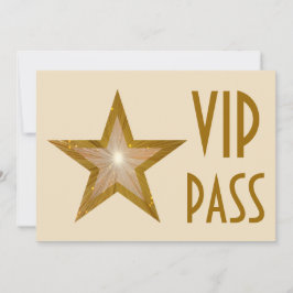 Gold Star "VIP PASS" Einladung Sahne horizontal