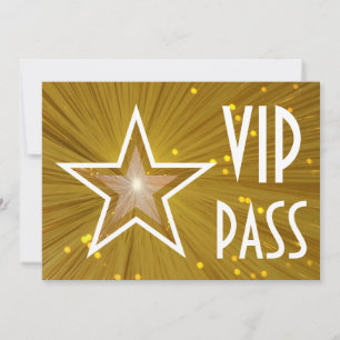 Gold Star "VIP PASS" horizontale weiße Rückseite Einladung