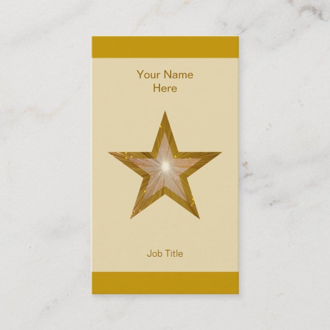 Gold Star Visitenkarten Creme Streifen vertikal Visitenkarte (Vorderseite)