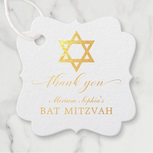 Gold Star von David Bat Mitzvah Vielen Dank Geschenkanhänger (Vorderseite)