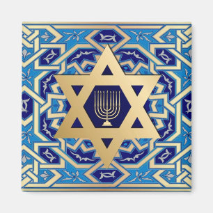 Gold Star von David und Menorah Hanukkah Geschenk Magnet