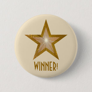 "Gold" Star "WINNER" Button Creme