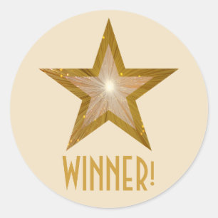 Gold Star "WINNER" Rundaufkleber Runder Aufkleber