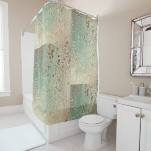 Gold Stardust auf Sea Green  Duschvorhang