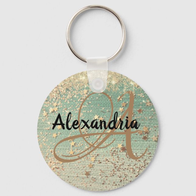 Gold Stardust auf Sea Green Schlüsselanhänger (Vorderseite)