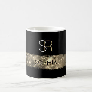 Gold Stardust-Pinselstrich, Monogramm & Name Kaffeetasse