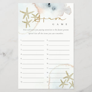 Gold Starfish Apron Memory Bridal Shower Game Flyer