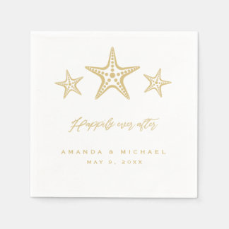 Gold Starfish glücklich je nach Hochzeit am Strand Serviette