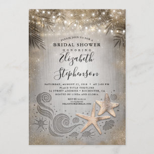 Gold Starfish Tropical Beach Lights Brautparty Einladung