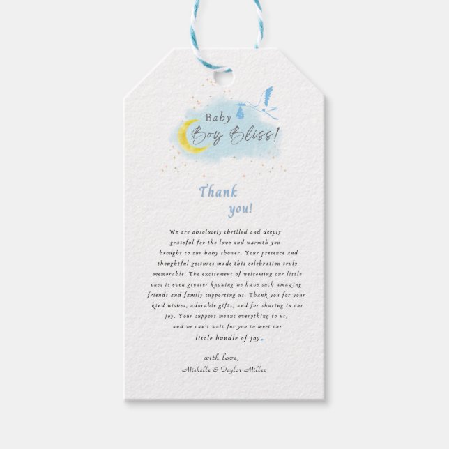 Gold Starlit Baby Boy Bliss Stork Sonderlieferung Geschenkanhänger (Vorderseite)