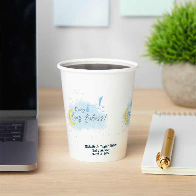 Gold Starlit Baby Boy Bliss Stork Sonderlieferung Pappbecher (InSitu)