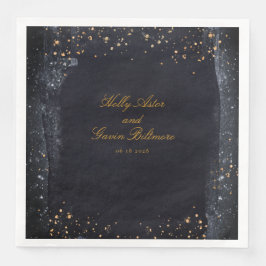 Gold Starry Night Black & Gold Elegante Hochzeit Serviette