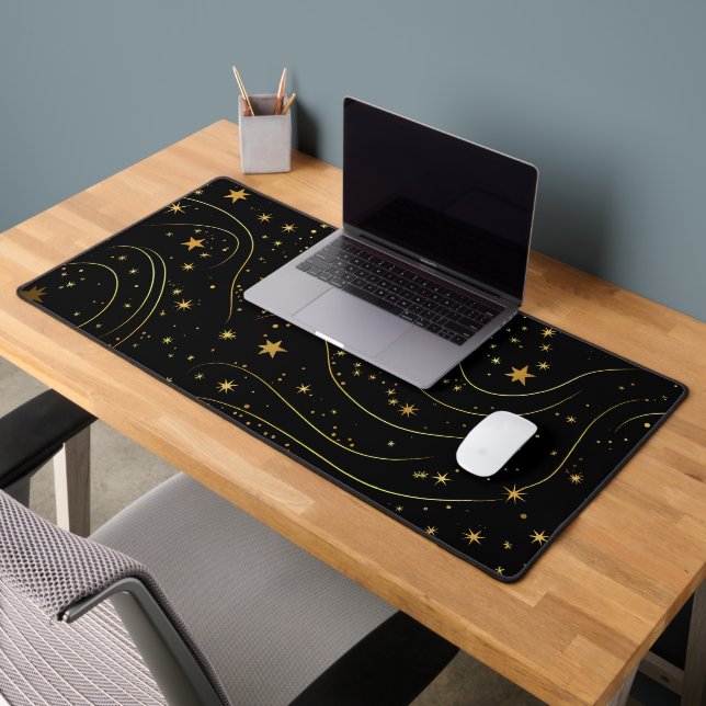 Gold Starry Night Celestial Desk Mat Schreibtischunterlage (Büro 2)