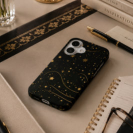 Gold Starry Night Celestial Phone Case iPhone 16 Hülle