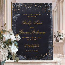 Gold Starry Night Wedding Einladung