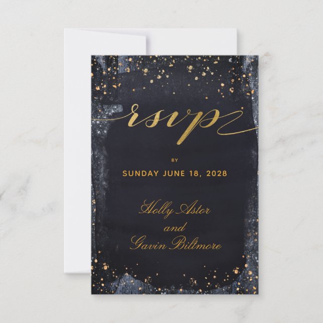 Gold Starry Night Wedding Meal Choice UAWG RSVP Karte (Vorderseite)