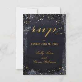 Gold Starry Night Wedding Meal Choice UAWG RSVP Karte