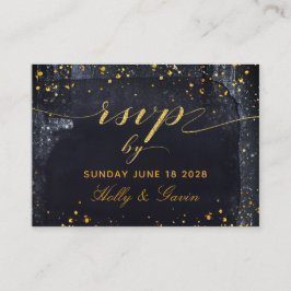 Gold Starry Night Wedding Online RSVP Card Telefonnummerkarte