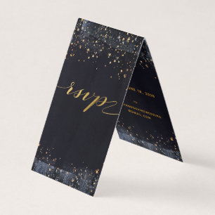 Gold Starry Night Wedding Online UAWG Folded Card Visitenkarten